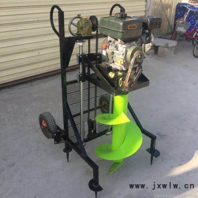 手推著帶輪子的植樹(shù)挖坑機(jī)  汽油大馬力沖擊鉆鉆洞機(jī)