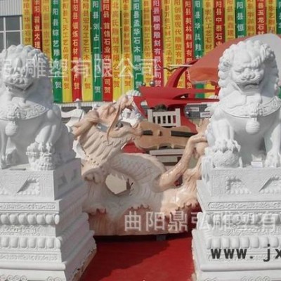 石雕獅子 漢白玉石獅子青石鎮(zhèn)宅石獅墓地石獅子擺件曲陽動物雕刻