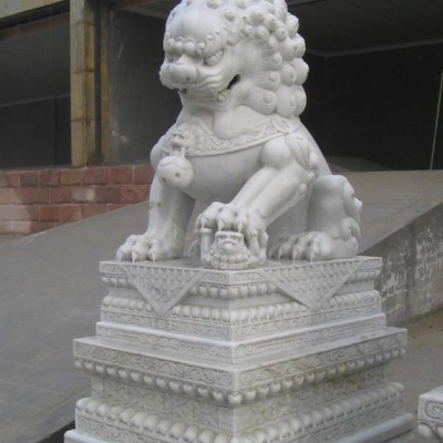 天安門獅子 晚霞紅石獅子 漢白玉石獅子雕刻  曲陽(yáng)石雕