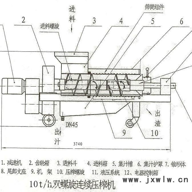 貴州畢節(jié)中草藥渣螺旋壓榨機藥材固液分離設(shè)備、藥渣脫水壓榨機