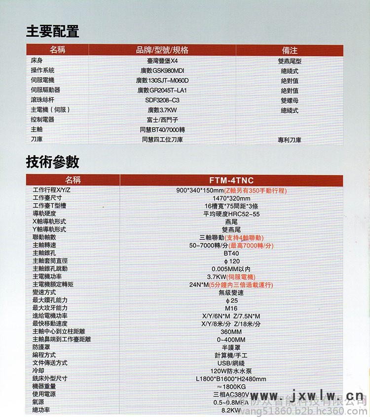 豐堡數(shù)控銑床參數(shù)